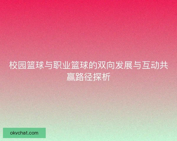 校园篮球与职业篮球的双向发展与互动共赢路径探析